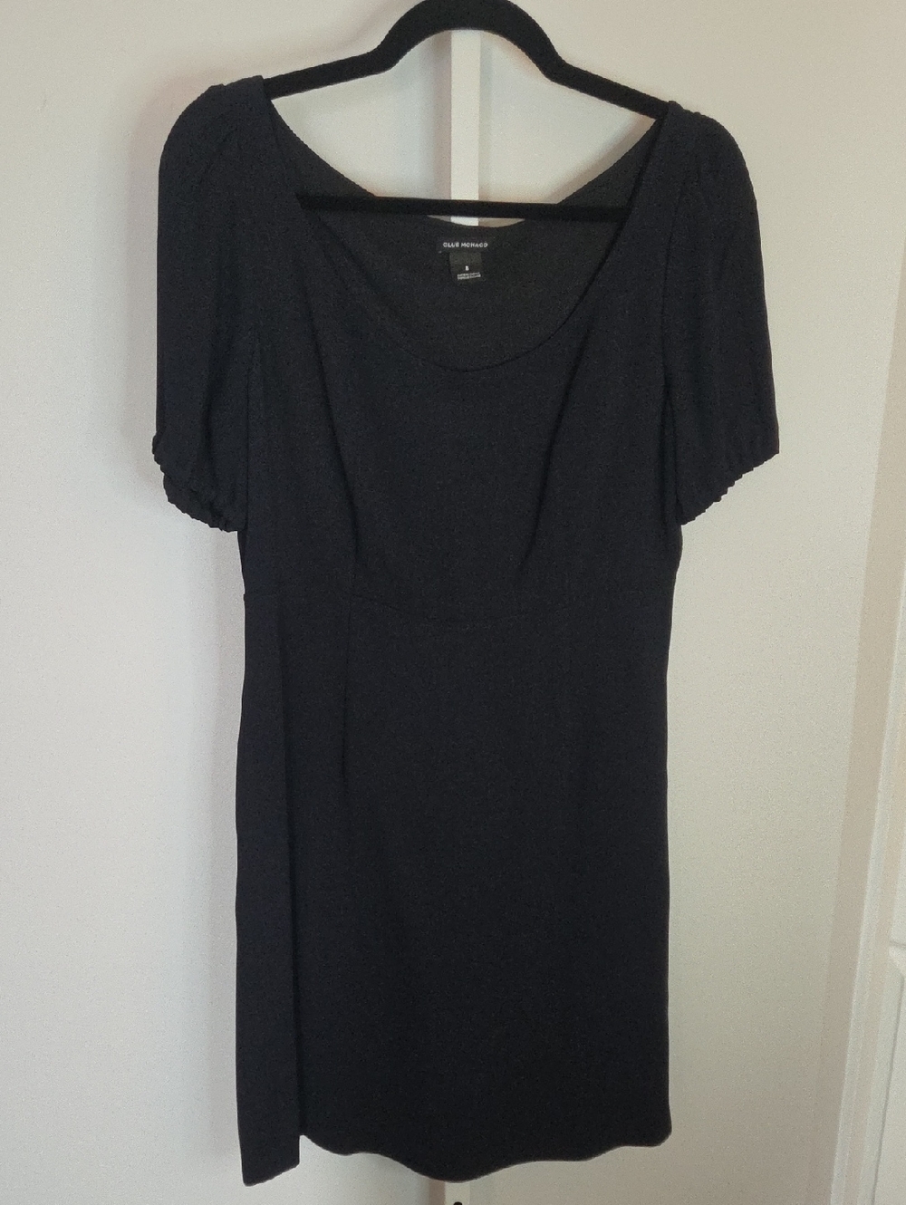 Club Monaco Dark Navy Puff Sleeve Scoop Neck Dress Size 8 LBD Alternative